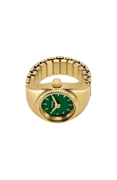 Fossil Women's Two-hand Gold-tone Stainless Steel Ring Watch, 15mm In Gold