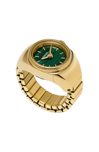 Fossil Women's Two-hand Gold-tone Stainless Steel Ring Watch, 15mm In Gold