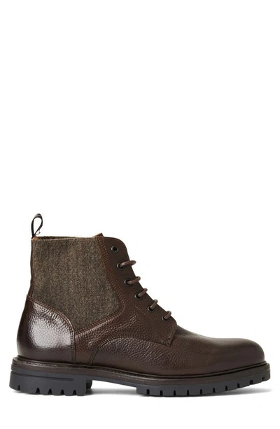 Shop Bruno Magli Hunter Stretch Lace-up Leather Boot In Dark Brown