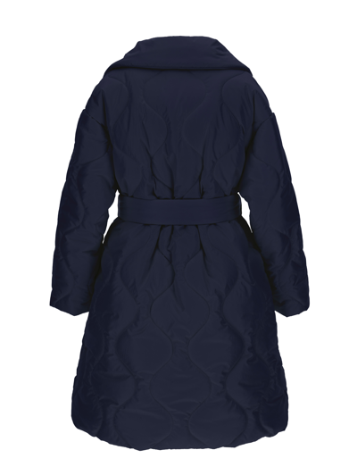 Monnalisa Quilted Technical Fabric Coat In Navy Blue