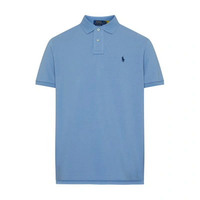 Shop Ralph Lauren Short-sleeved Polo Shirt With Logo In Sky_blue_c7998