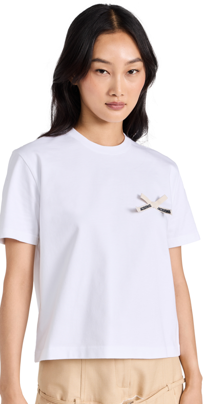 Shop Jacquemus Le T-shirt Noeud White