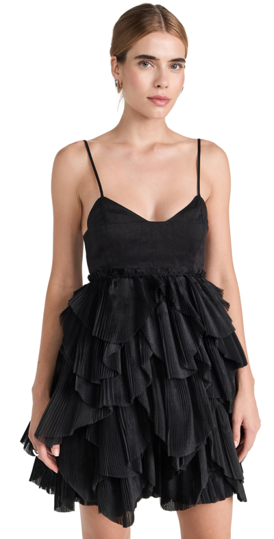 Shop Aje Elsie Pleat Mini Dress Black