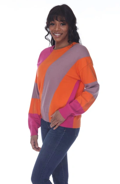 Shop Rain And Rose Colorblock Stripe Sweater In Orange Multi