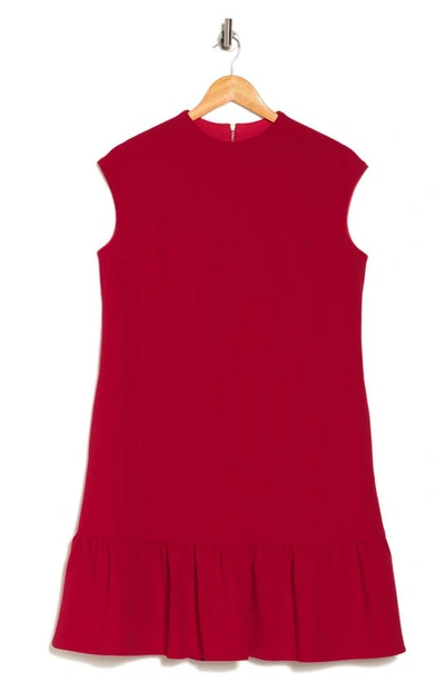 Shop Donna Ricco Ruffle Shift Dress In Crimson