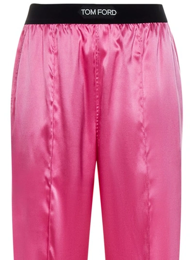 Shop Tom Ford Pink Stretch-silk Trousers