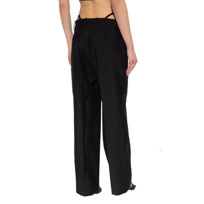 Shop Gucci Wool Pleated Pants In Black