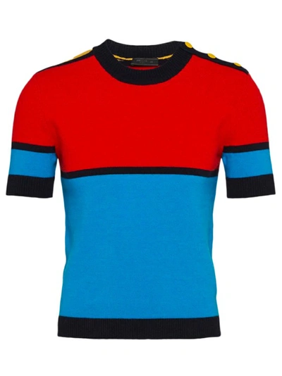 Shop Prada Knitted T-shirt In Multicolor