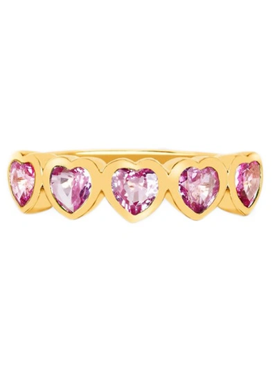 Shop Ef Collection Multi Pink Sapphire Heart Ring In Not Applicable