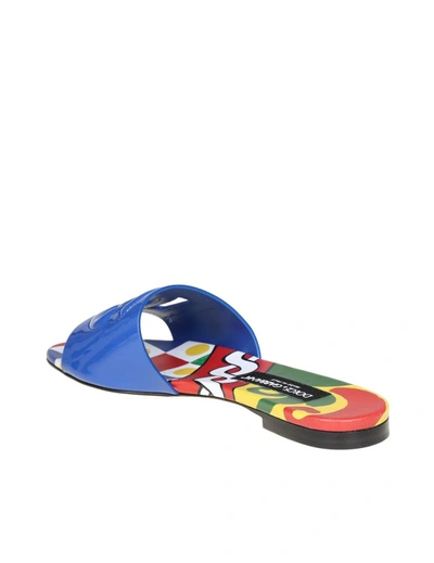 Shop Dolce & Gabbana Paint Slippers With Dg Logo In Blue