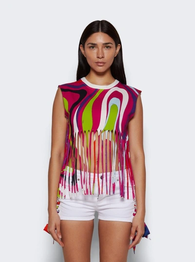 Shop Pucci Fringe Top In Pink