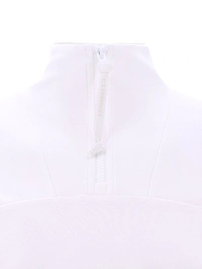 Shop C.p. Company Cotton Sweatshirt With Nylon Inserts In White