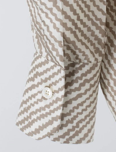 Shop Kiton Printed Pattern Beige Silk Blouse In Neutrals