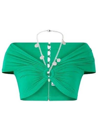 Shop Rabanne Keyhole Gathered Crop Top In Green