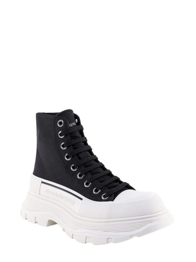 Shop Alexander Mcqueen Black Canvas High-top Sneakers