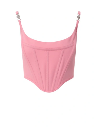 Shop Versace Responsible Virgin Wool Corset Top In Pink