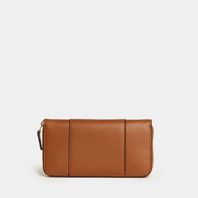 Shop Hogan Continental Zip Wallet Leather Tan In Brown