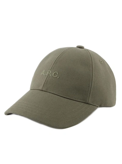 Shop Apc Charlie Hat - Cotton - Khaki In Green