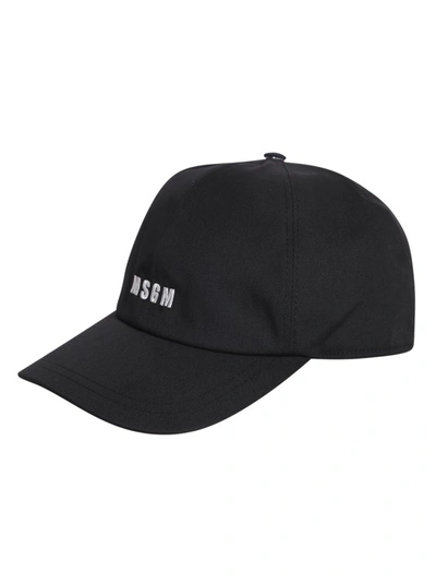 Shop Msgm Black Signature Embroidered Logo Baseball Hat