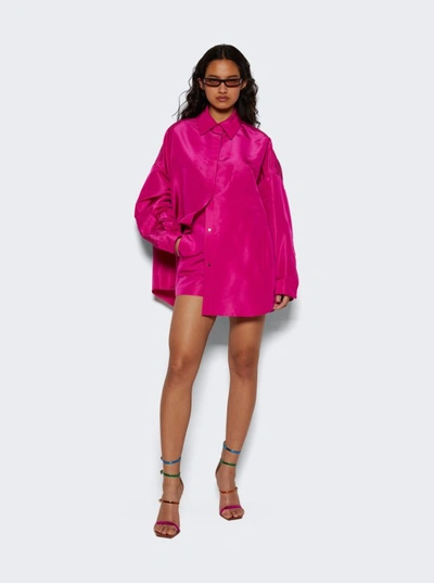 Shop Valentino Solid Faille Overshirt In Pink