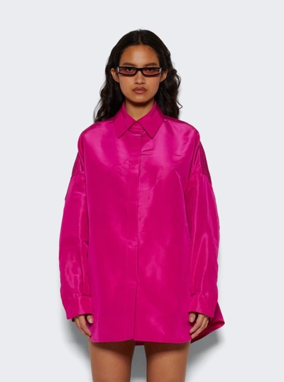 Shop Valentino Solid Faille Overshirt In Pink