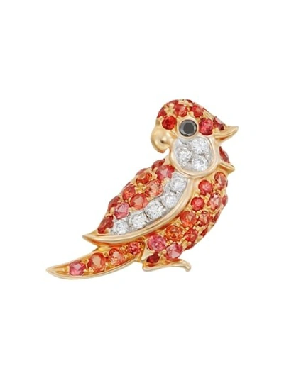 Shop Mio Harutaka Orange Sapphire Little Bird Single Left Earring In Not Applicable