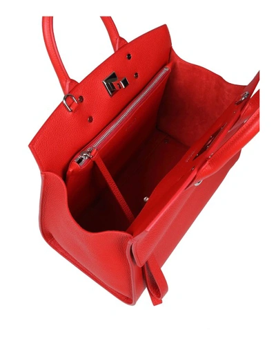 Shop Ferragamo Studio Sof Leather Handbag In Red