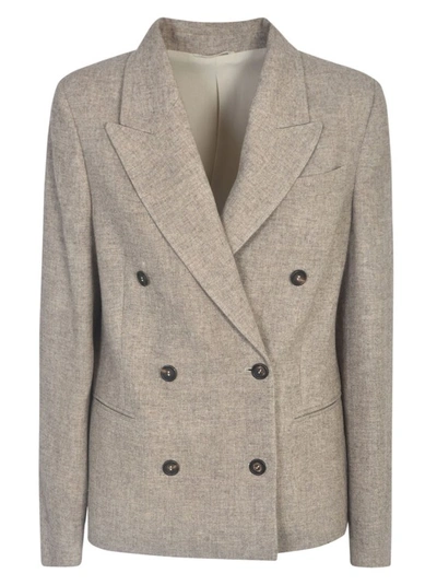 Shop Brunello Cucinelli Double-breasted Blazer In Grey