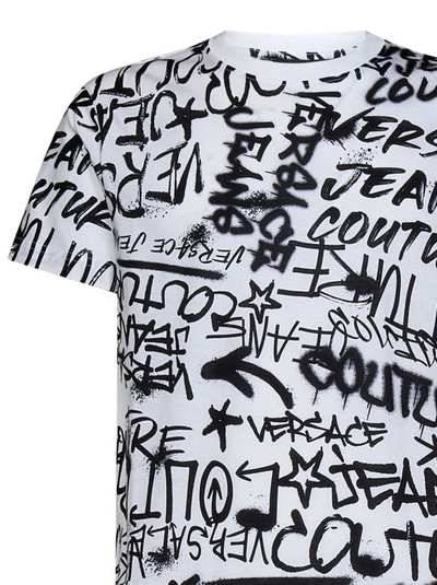 Shop Versace Jeans Couture All-over Graffiti Print T-shirt In White