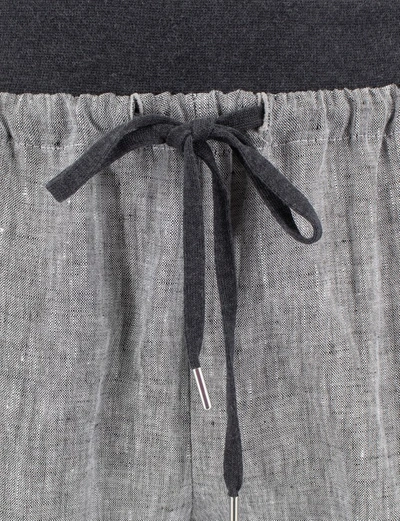 Shop Le Tricot Perugia Light Grey Mel Dark Grey Linen Trouser