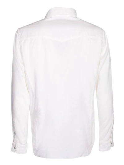 Shop Tom Ford Western Shirt Made Of Cotton With Velvet Effect In White