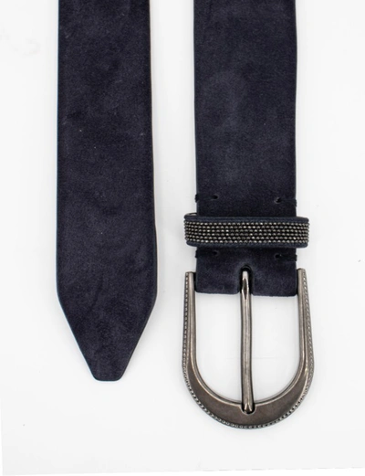 Shop Brunello Cucinelli Suede Calfskin Belt In Black
