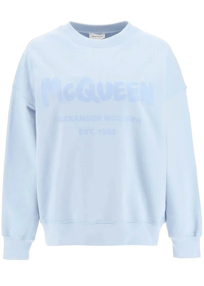 Shop Alexander Mcqueen Cotton Sweatshirt In Blue