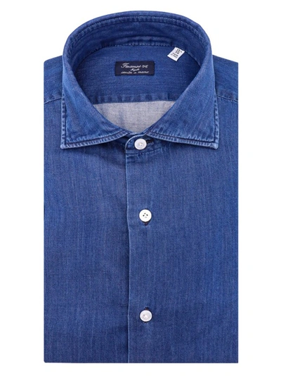 Shop Finamore Blue Denim Shirt