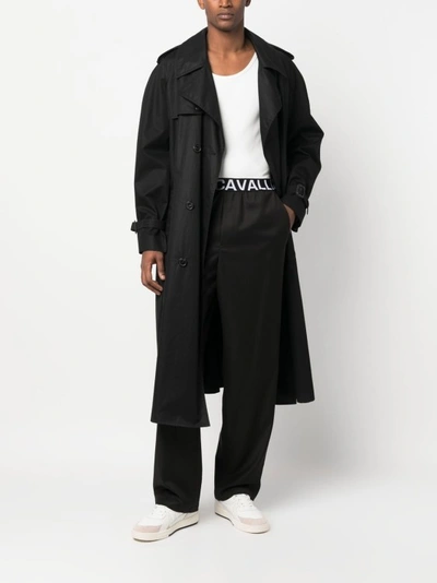 Shop Just Cavalli Logo Waistband Black Trousers