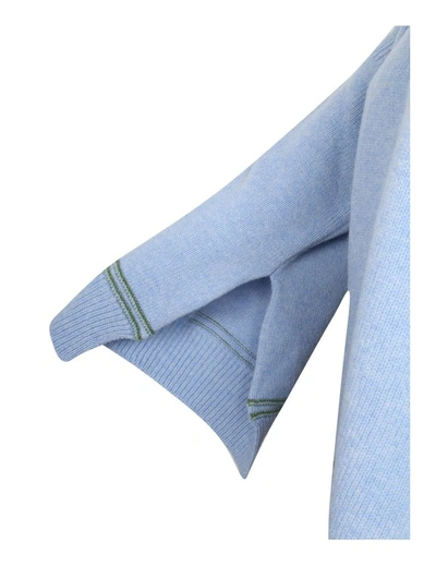 Shop Marni Wool With Logo Cardigan In Blue