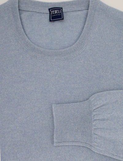 Shop Fedeli Blue Cashmere Sweater