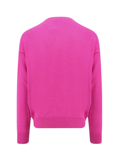Shop Palm Angels Palmity Inlay Wool Blend Sweater In Pink