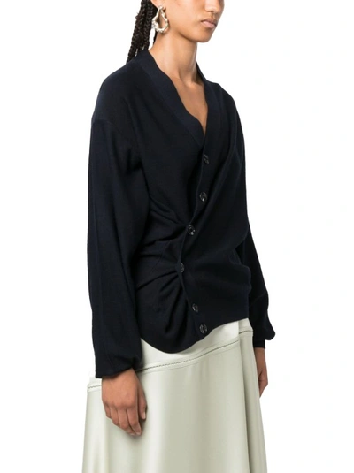 Shop Lemaire Relaxed Twisted Cardigan In Blue