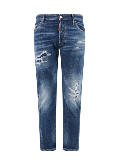 Shop Dsquared2 Stretch Cotton Jeans With Ripped Effect In Blue
