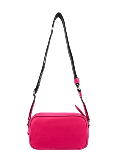 Shop Karl Lagerfeld Recycled Nylon Shoulder Bag With Logo Patch On The Front In Pink