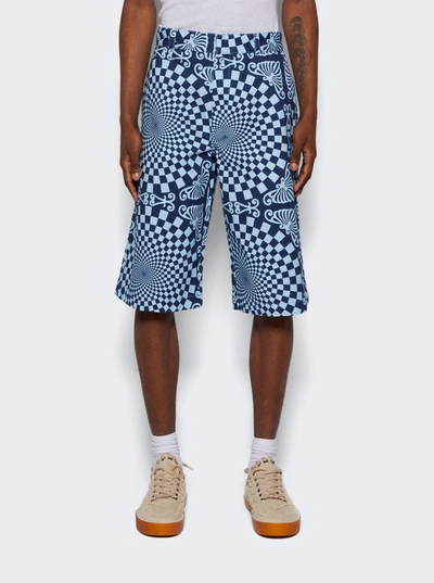 Shop Bluemarble Folk Checkerboard Print Shorts In Blue