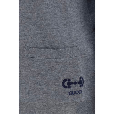 Shop Gucci Knit Wool Cardigan In Grey