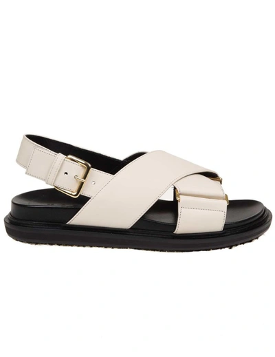 Shop Marni Fussbett Sandal In White Leather