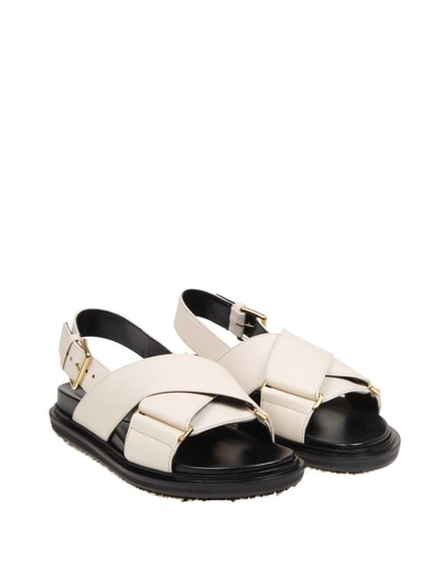 Shop Marni Fussbett Sandal In White Leather