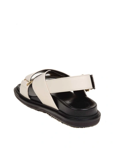 Shop Marni Fussbett Sandal In White Leather