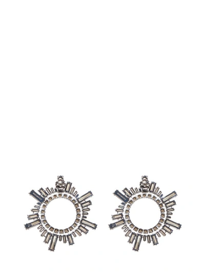 Shop Amina Muaddi White Crytal Earrings In Not Applicable