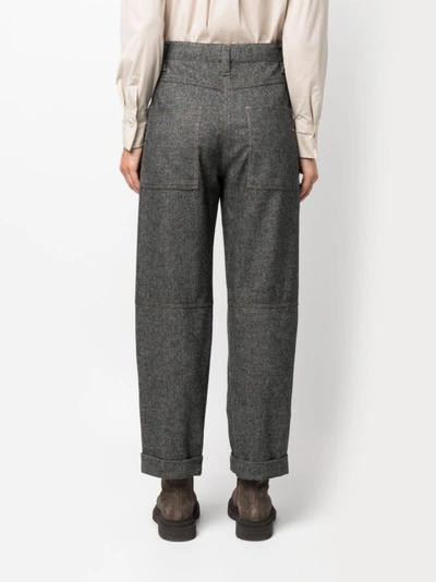 Shop Brunello Cucinelli Grey Wool Blend Trousers