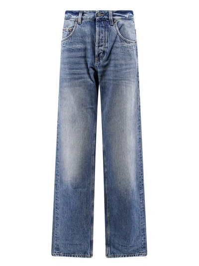 Shop Saint Laurent Baggy Cotton Jeans In Blue