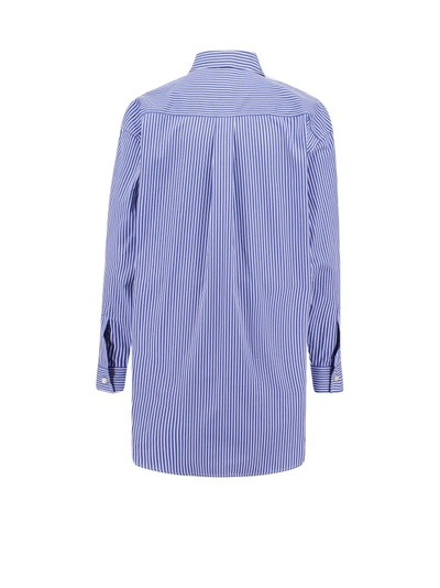 Shop Etro Cotton Shirt With Frontal Logo Embroidery In Blue